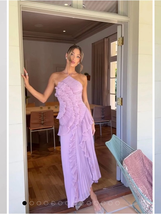 Dresses & Skirts - One-Shoulder Lilac Ruffle Evening Dress